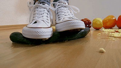 Food crushed under converse soles