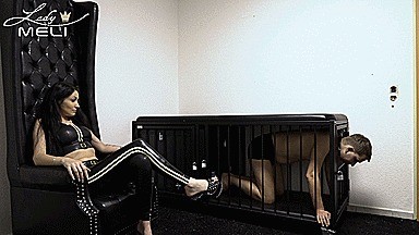 Isolation cell! Submissive slave lost his freedom