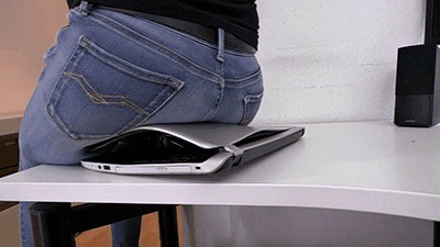 Crushing your laptop under ass and heels