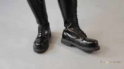 Ballbusting by an arrogant feminist woman - hard kicks in your balls with boots!