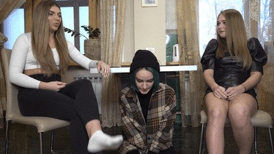 VALERIA and EVGENIA - Sit under the table and worship our feet while we talk - FULL (4K)