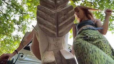 Two Mistresses POV Foot Domination and Spitting Double Femdom Outdoor