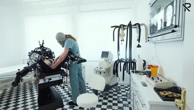 Examination and fuck machine treatment