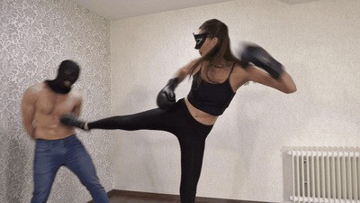 Kickboxing training - he's my punching bag!
