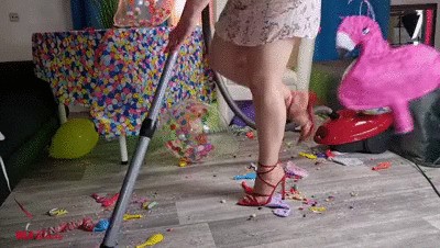 Mila - Vacuuming after pinata smashing