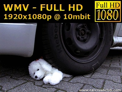 0014 - Teddy crushed under Daidra's wheels (WMV, FULL HD, 1920x1080 Pixel)