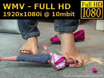 0028 - Doll crushed under ballet flats and bare feet (WMV, FULL HD, 1920x1080 Pixel)