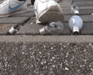 Many Bulb crushed under Sneakers