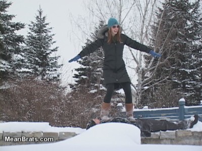 Hailey's Human Snowboard!