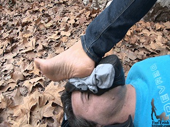 Smelling domination and foot face slapping in the wood / HD
