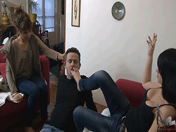 Foot face slapping and worship by two pretty Mistress / HD