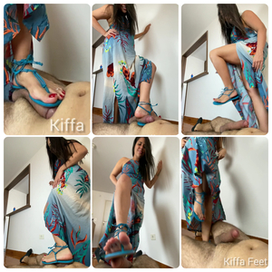 CBT 8 - Goddess Kiffa in Transparent sandals steps on christmas slave`s cock and make him cum with her hard soles - 2 DIFFERENT ANGLES - POST CUM MARTIRIZE