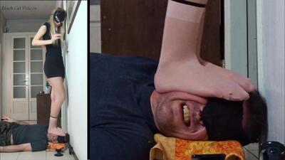 dancing on head just wearing socks (fullbody view)